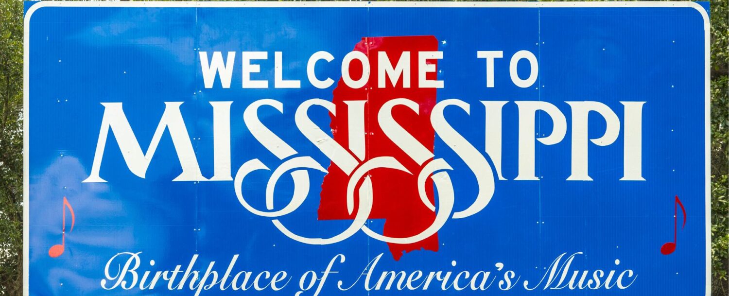 Welcome to Mississippi road sign