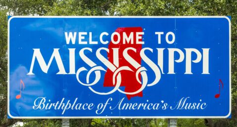 Welcome to Mississippi road sign