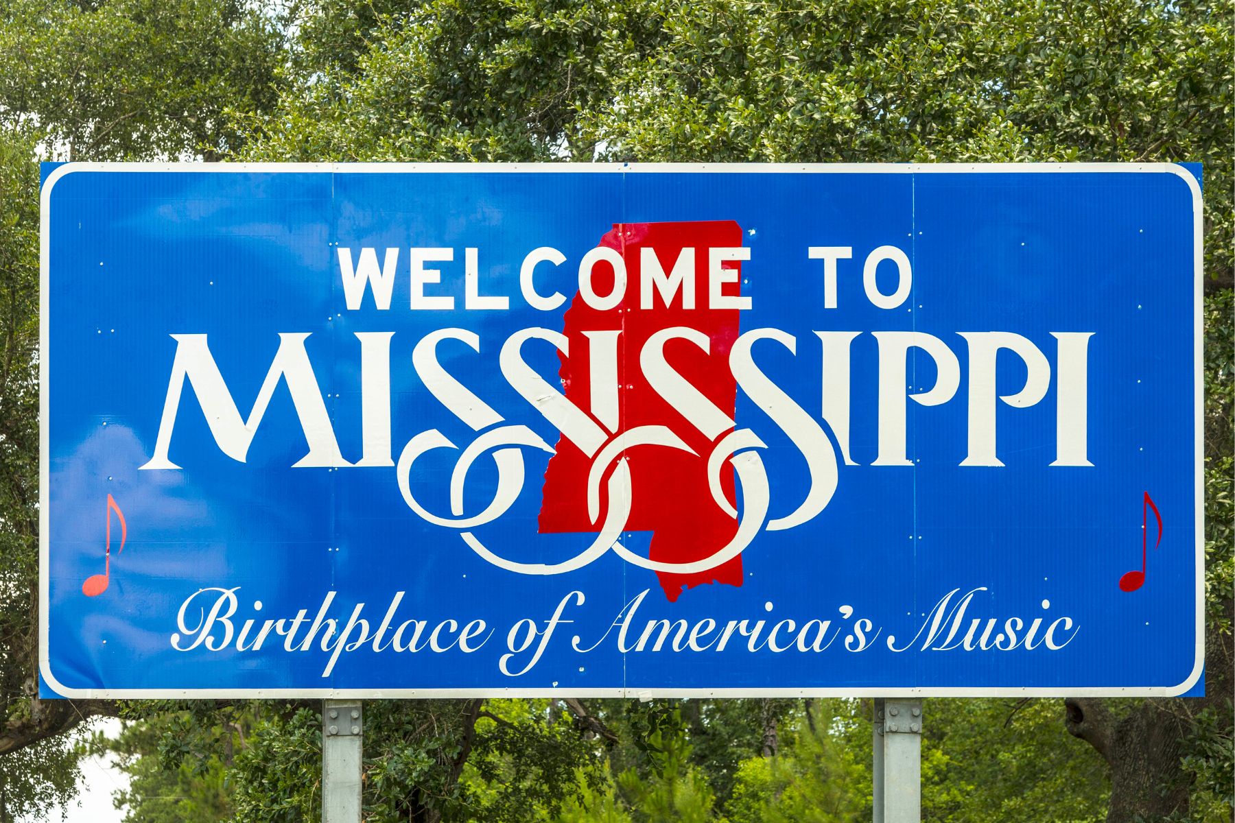 Welcome to Mississippi road sign